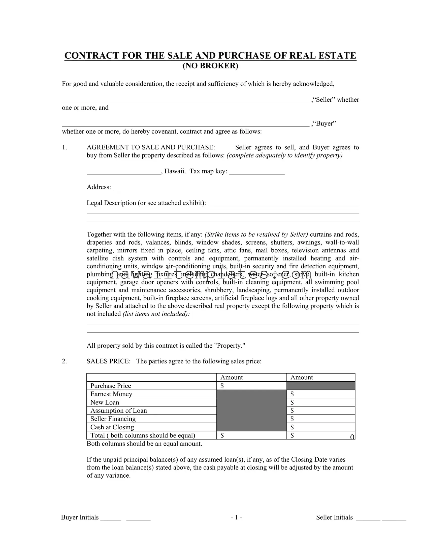 Fill in a Valid Hawaii Agreement Of Sale Template