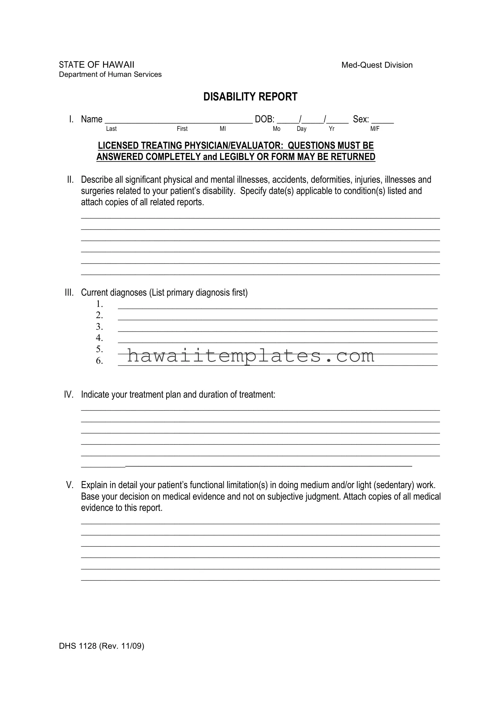 Fill in a Valid Hawaii Dhs 1128 Template