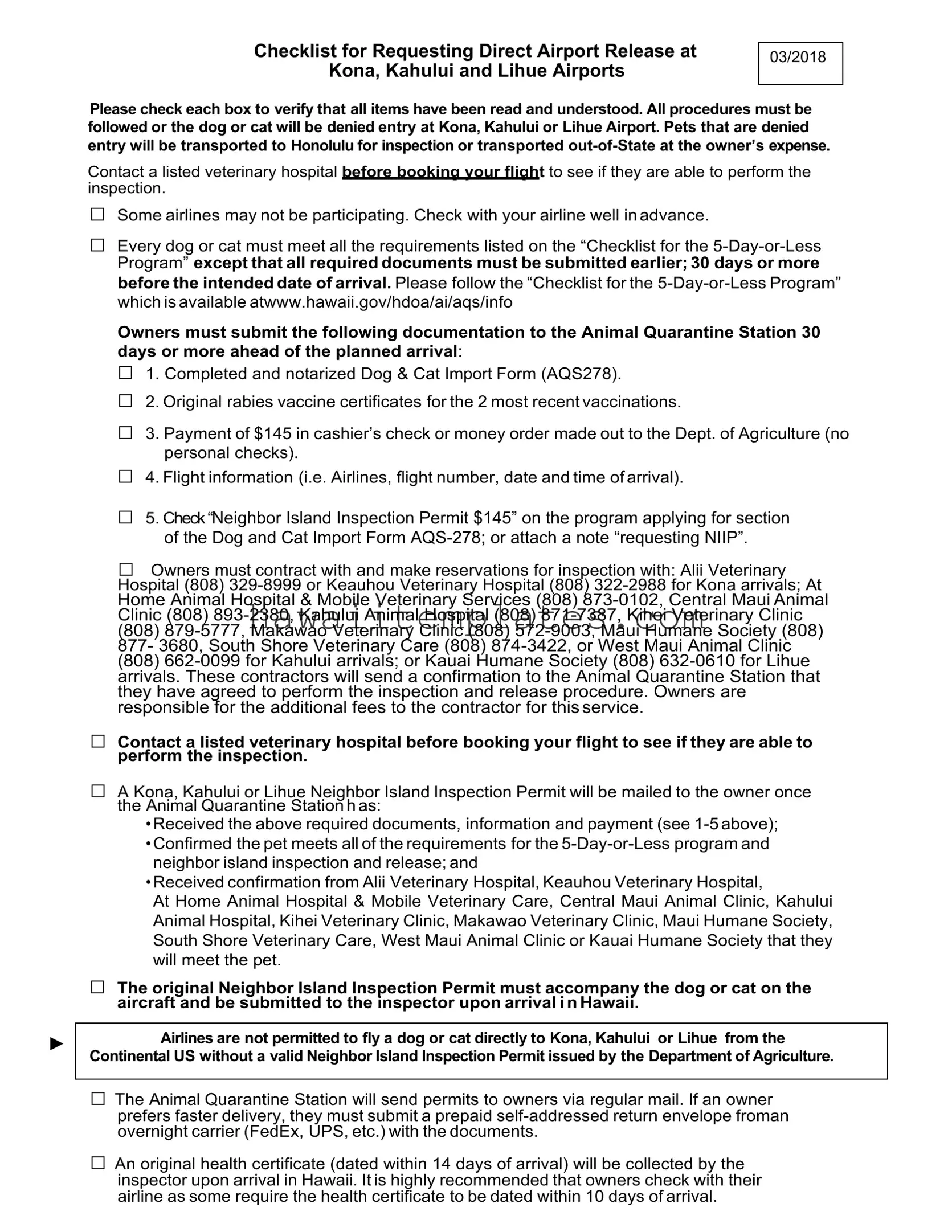 Fill in a Valid Hawaii Neighbor Island Permit Template