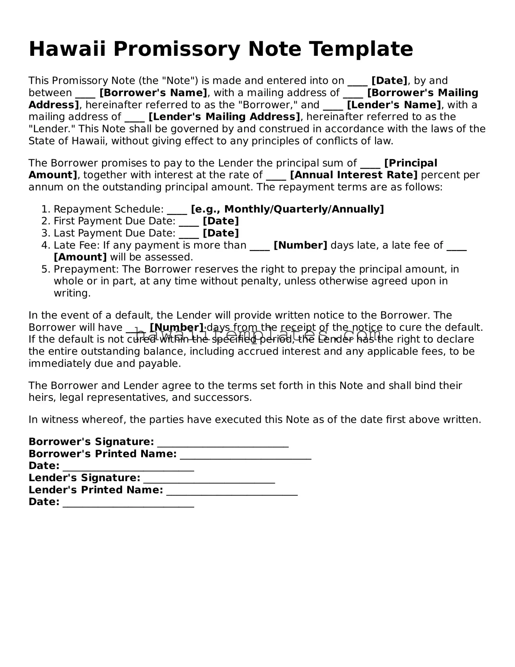 Attorney-Verified Promissory Note Form for Hawaii State