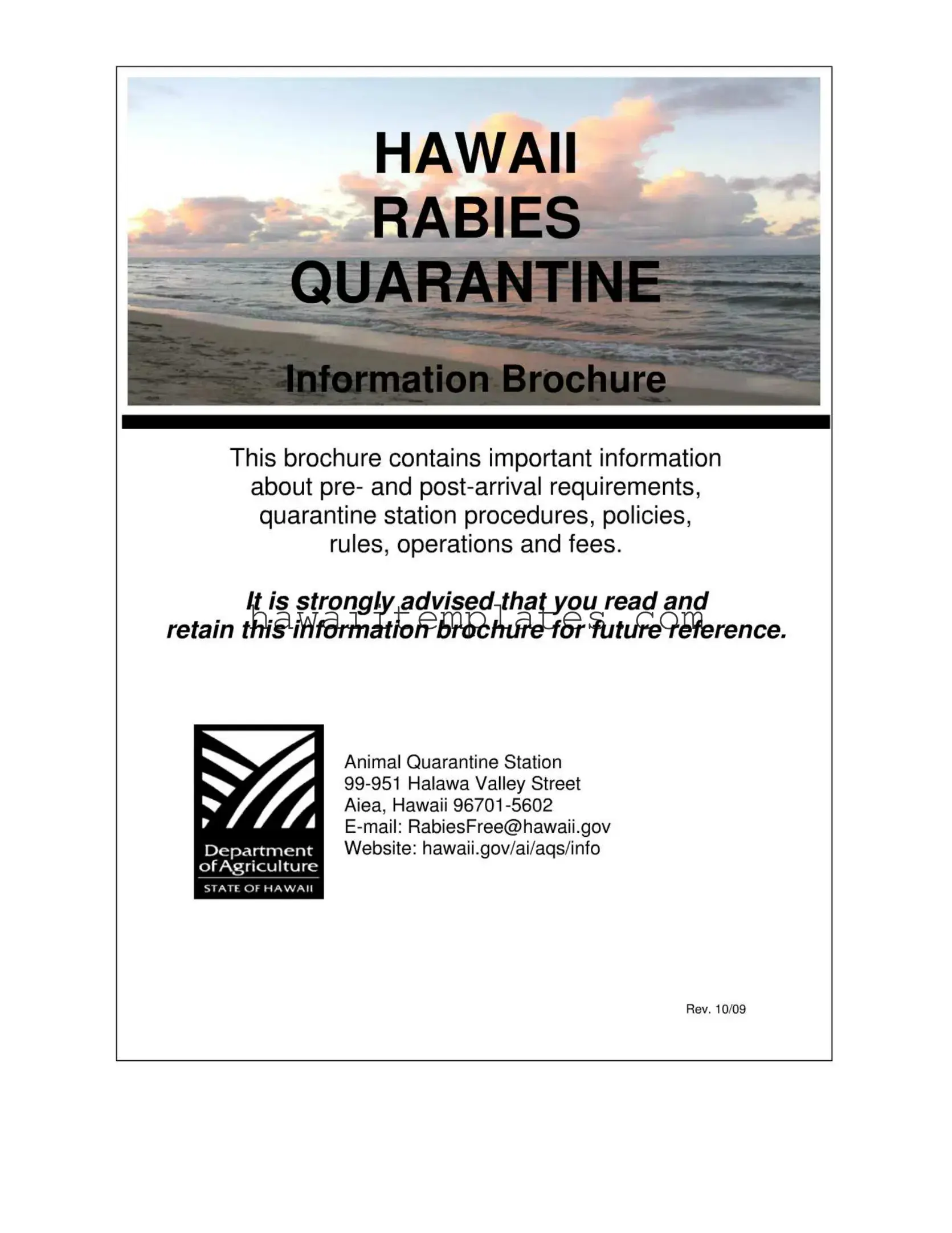 Fill in a Valid Hawaii Quarantine Template
