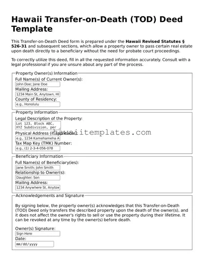 Attorney-Verified Transfer-on-Death Deed Form for Hawaii State