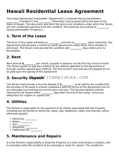 Attorney-Verified Residential Lease Agreement Form for Hawaii State