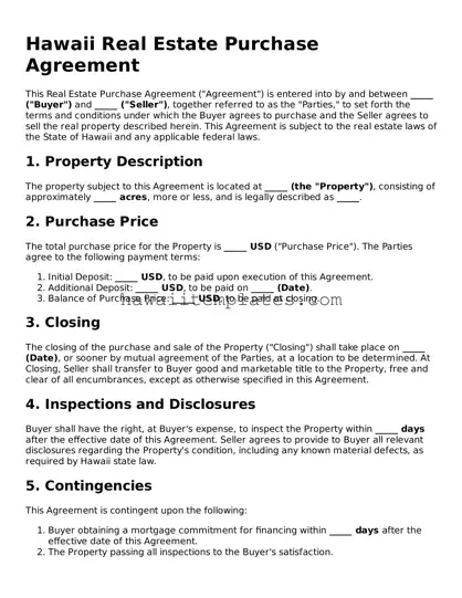 Attorney-Verified Real Estate Purchase Agreement Form for Hawaii State