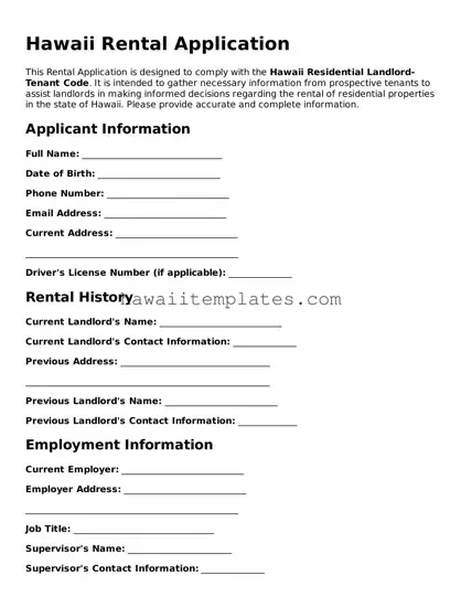 Attorney-Verified Rental Application Form for Hawaii State