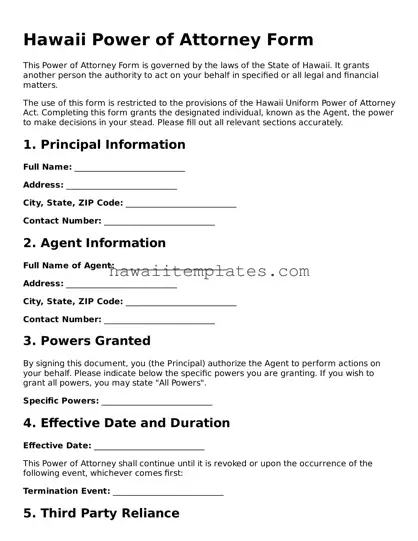 Attorney-Verified Power of Attorney Form for Hawaii State