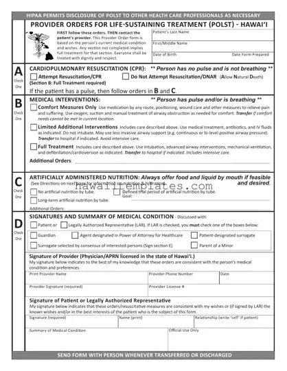 Fill in a Valid Hawaii Polst Template