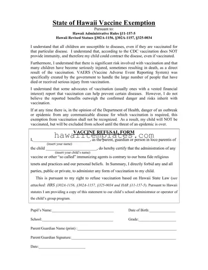 Fill in a Valid Hawaii Vaccine Exemption Template